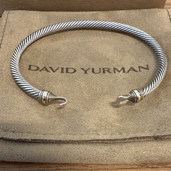 🌟David Yurman🌟 Buckle Classic Cable Bracelet - Silver w/18k Gold 4mm Sz L - Picture 2 of 4